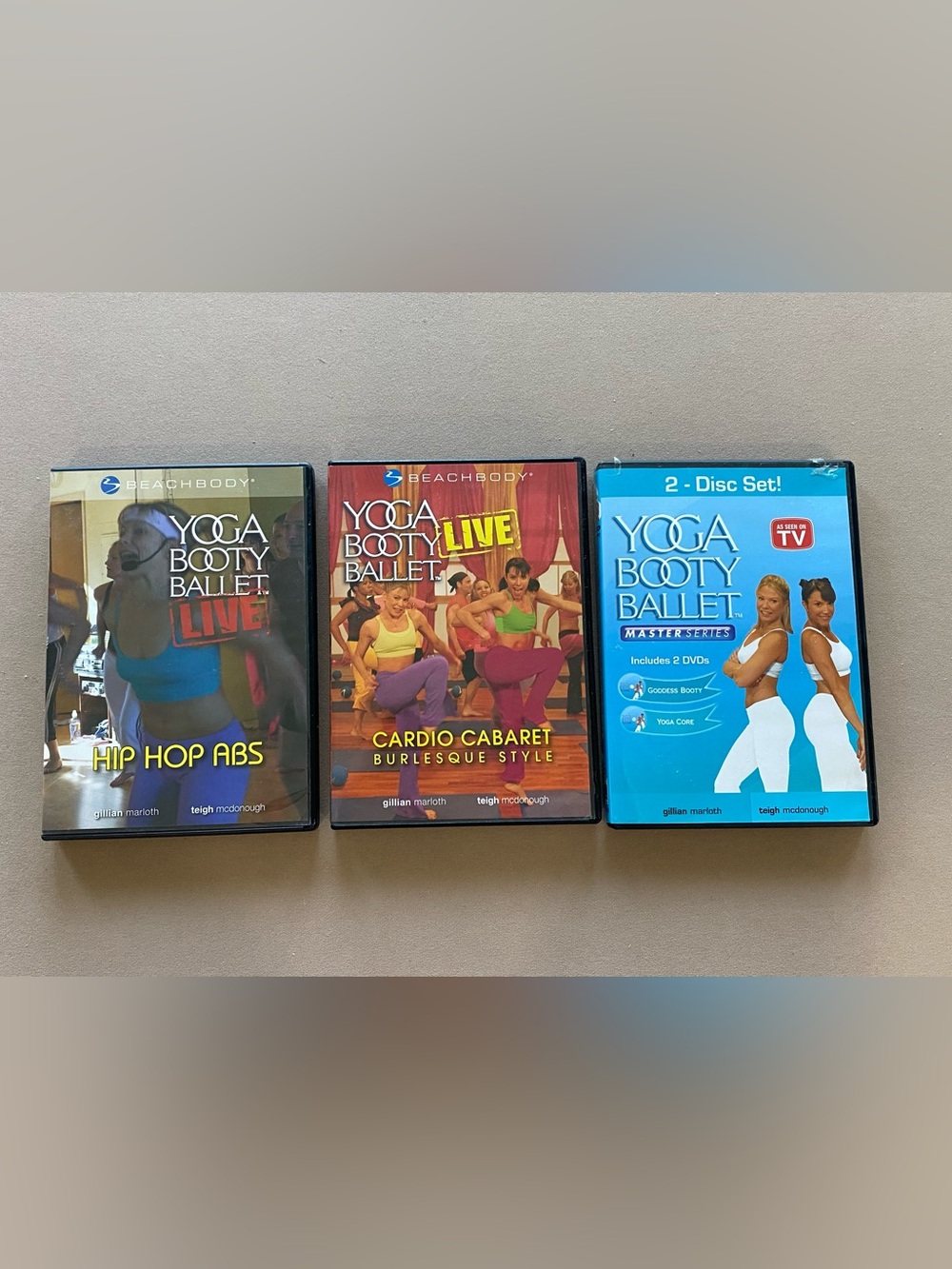 Beachbody Yoga Booty Ballet DVD Trio - Blue, Red, Black Covers